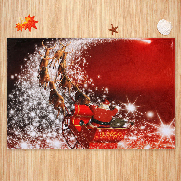 Santa Claus And Sleigh Pattern Red Christmas Entryway Doormat Runners Rugs Kitchen Bathroom Anti-skip Mats