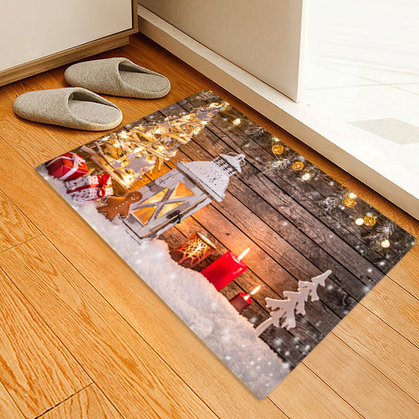 Warm Christmas Decoration Pattern Christmas Entryway Doormat Runners Rugs Kitchen Bathroom Anti-skip Mats