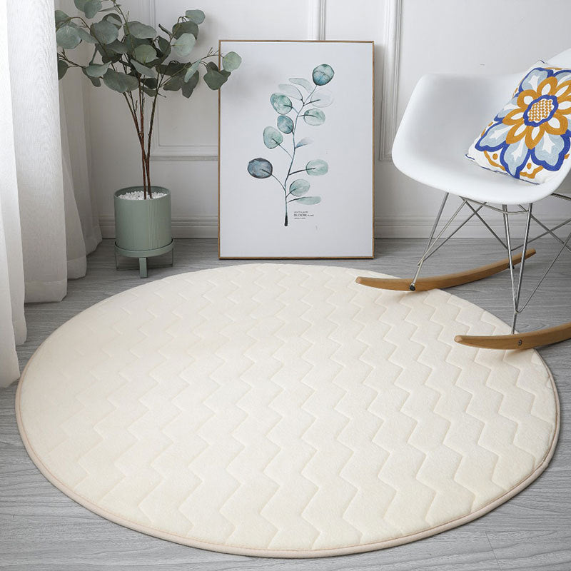Round Coral Fleece Carpets Brown Modern Solid Colour Rugs for Bedside Bedroom Living Room Entrance