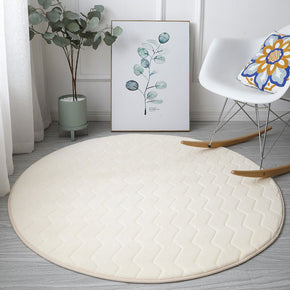 Round Coral Fleece Carpets Brown Modern Solid Colour Rugs for Bedside Bedroom Living Room Entrance