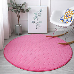 Modern Pink Round Coral Fleece Carpets Solid Colour Rugs for Bedside Bedroom Living Room Entrance