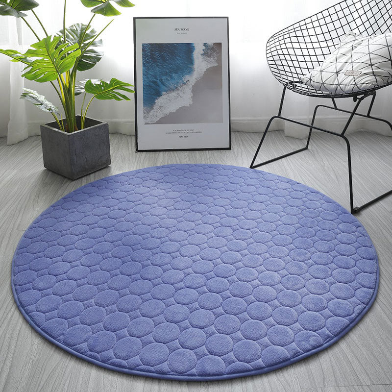 Modern Coral Fleece Carpets Round Solid Colour Rugs for Entrance Bedroom Bedside Living Room