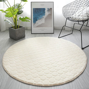 Modern Round Rugs Solid Colour Coral Fleece Carpets for Bedroom Entrance Bedside Living Room