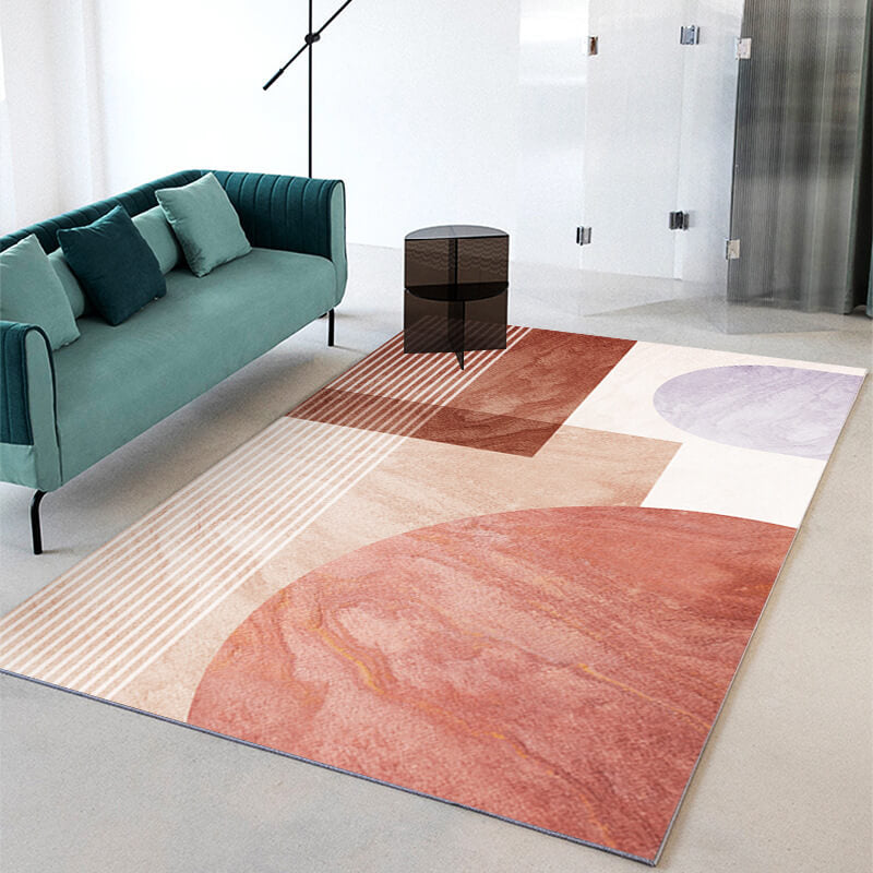 Red Geometric Print Carpet Simple and comfortable Rugs for Bedroom Living Room