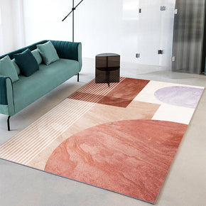 Red Geometric Print Carpet Simple and comfortable Rugs for Bedroom Living Room