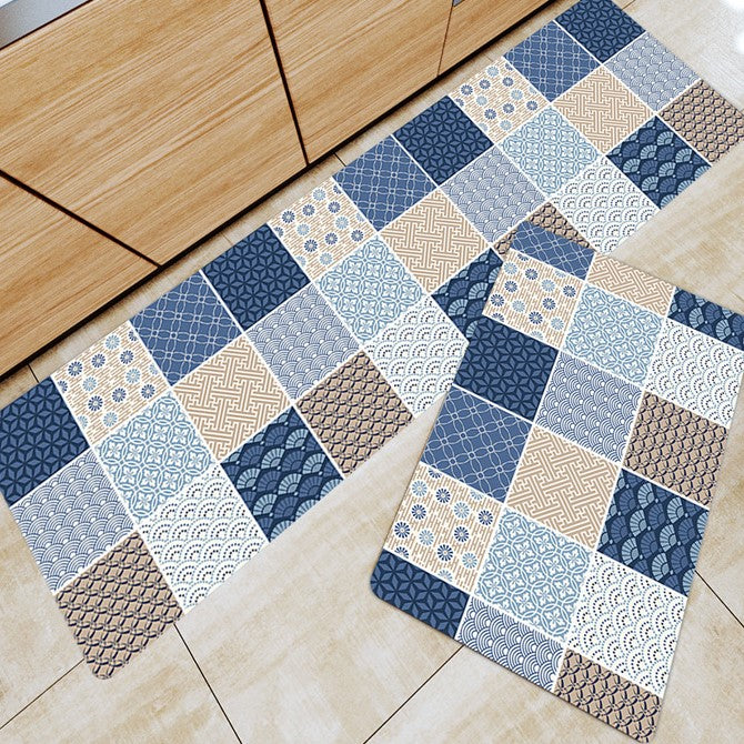 Blue Modern Patterned Geometric Entryway Doormat Runners Rugs Kitchen Bathroom Anti-skip Mats