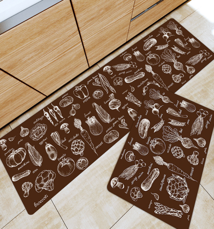 Brown Modern Vegetables Patterned Geometric Entryway Doormat Runners Rugs Kitchen Bathroom Anti-skip Mats