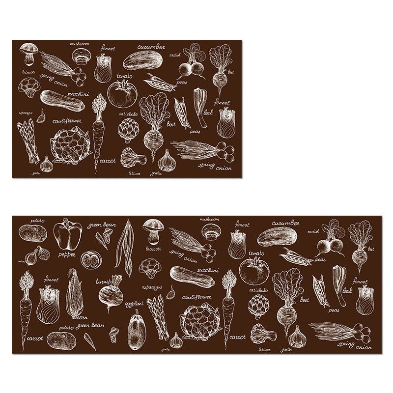 Brown Modern Vegetables Patterned Geometric Entryway Doormat Runners Rugs Kitchen Bathroom Anti-skip Mats