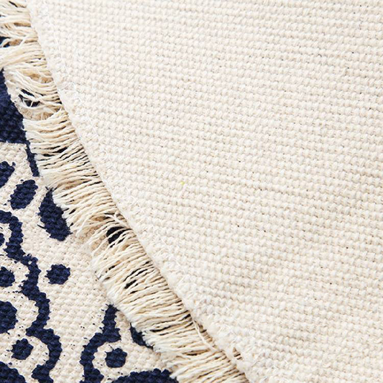 Round Cotton Area Rug with Tassel Hand Woven Machine Washable Floor Carpet Rug for Living Room Bedroom 90cm 02