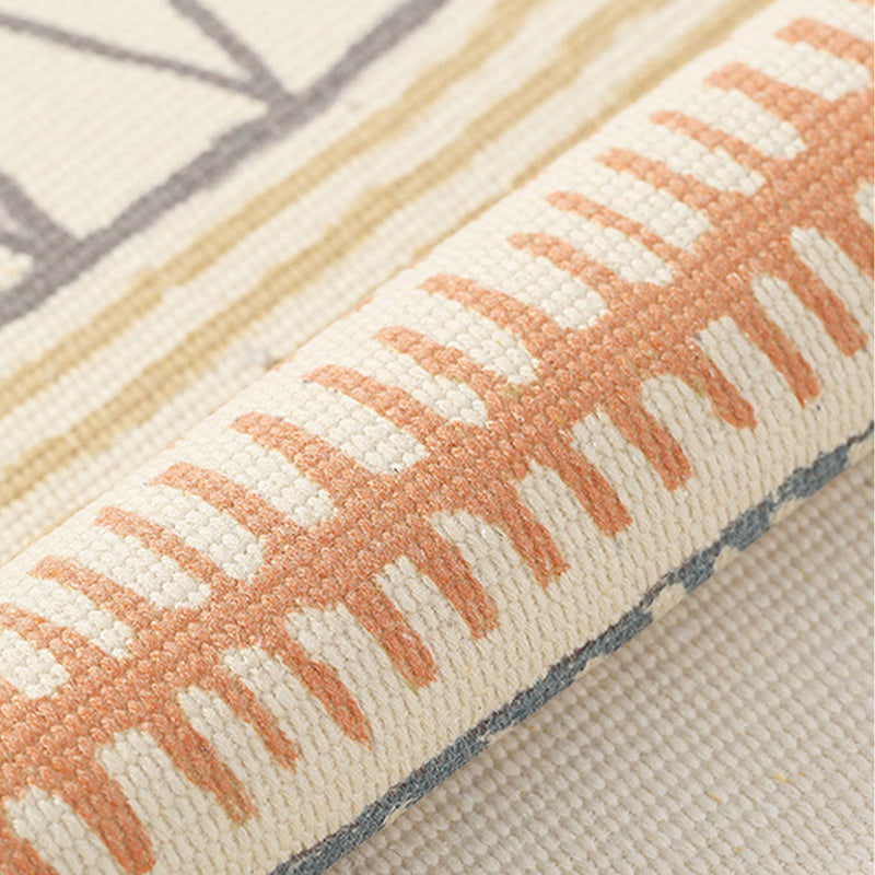 Decorative Leaf Cotton Area Rug Hand Woven Rug Entryway Bedside Runner Thin Floor Mat Carpet with Tassel