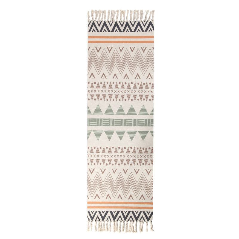 Colourful Geometric Cotton Area Rug with Tassel Hand Woven Floor Carpet Rug for Living Room Bedroom 06