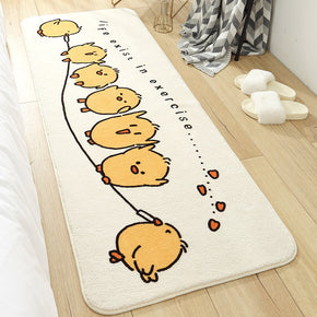 Cartoon Chick Patterned Plush Soft Girls Boys Bedroom Kids Room Bedside Carpet Rugs Runners