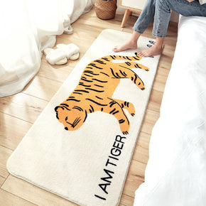 Tiger Cartoon Patterned Plush Cute Soft Girls Boys Bedroom Kids Room Bedside Carpet Rugs Runners