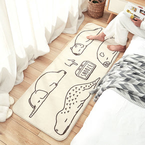 Cartoon Lovely Animals Patterned Plush Soft Girls Boys Bedroom Kids Room Bedside Carpet Rugs Runners