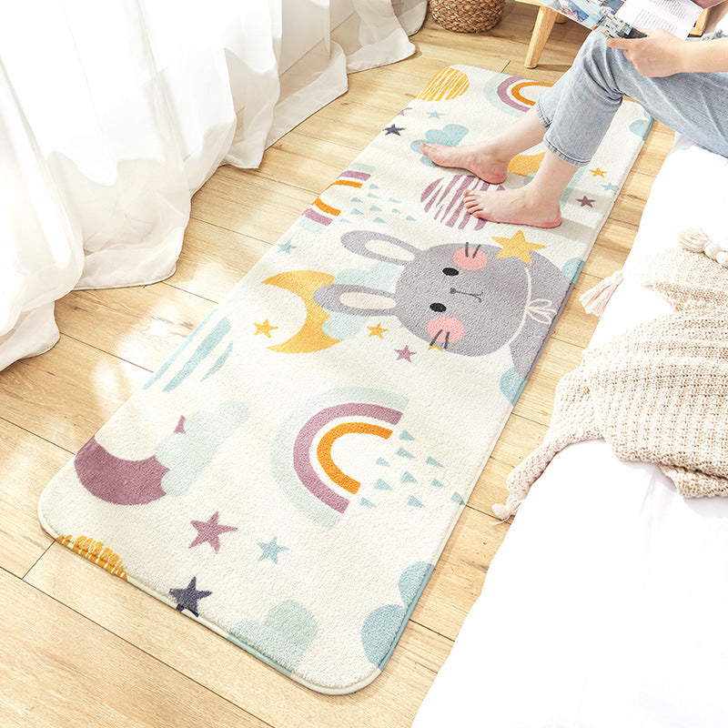 Rabbit Cartoon Lovely Patterned Shaggy Soft Girls Boys Bedroom Kids Room Bedside Carpet Rugs Runners