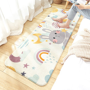 Rabbit Cartoon Lovely Patterned Shaggy Soft Girls Boys Bedroom Kids Room Bedside Carpet Rugs Runners