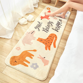 Harmonious Lovely Cartoon Animal Patterned Shaggy Soft Girls Boys Bedroom Kids Room Bedside Carpet Rugs Runners