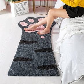 Cat Paw Shape Shaggy Soft Patterned Runners Living Room Bedroom Kids Room Bedside Floor Rugs