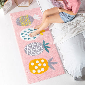 Cartoon Pineapple Shaggy Soft Patterned Runners Living Room Girls Bedroom Kids Room Bedside Floor Rugs