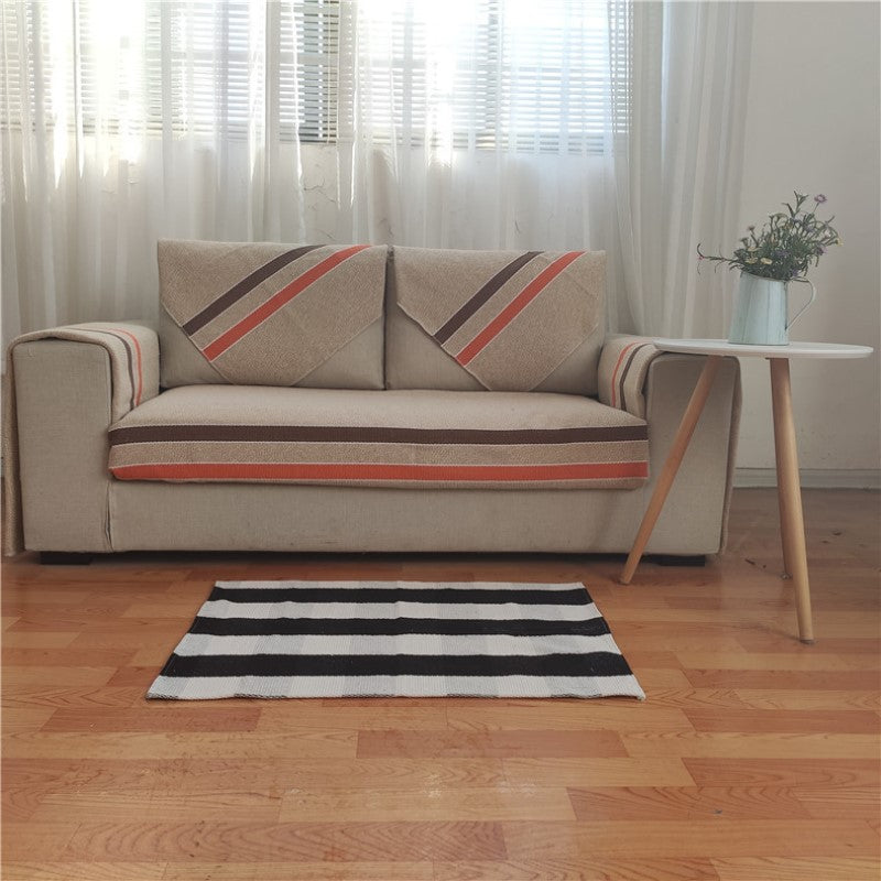 Cotton Washable Area Rugs Black and White Buffalo Check Rug Hand-Woven Lattice Plaid Floor Rugs Carpet for Living Room Bedroom