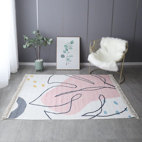 Retro Simple Cotton Linen Area Rug with Tassel Hand Woven Floor Carpet Rug for Living Room Bedroom 21