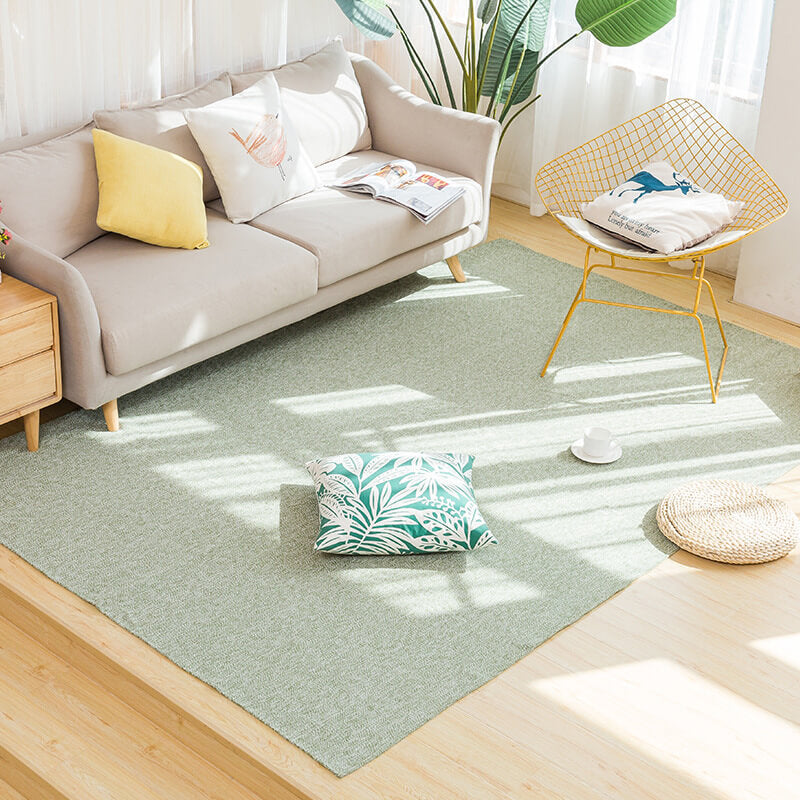 Green cotton and Linen Simple Modern Carpets Living Room Bedroom Solid Color Rugs