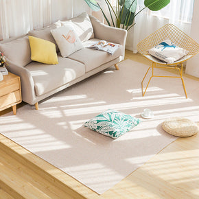 Beige Cotton and Linen Simple Modern Carpets Living Room Bedroom Solid Color Rugs