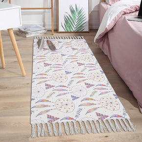Wind Chimes Pattern Cotton and Linen Area Rug with Tassel Handwoven Floor Carpet Rug for Living Room Bedroom