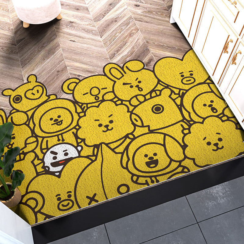 Horizontal Version Cuttable Cartoon Animal Party Wear-resistant Dust-removing Anti-slip Yellow DoorMat 07