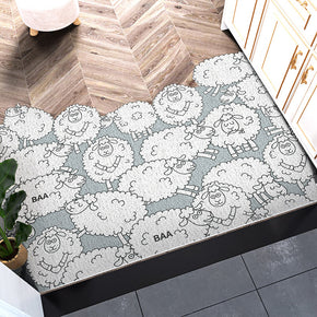 Horizontal Version Cuttable Sheep Party Cartoon Wear-resistant Dust-removing Anti-slip DoorMat 15