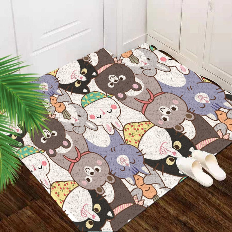 Cartoon Cute Animal Entryway Bathroom Wear-resistant Dust-removing Anti-slip Doormat Rugs Cuttable