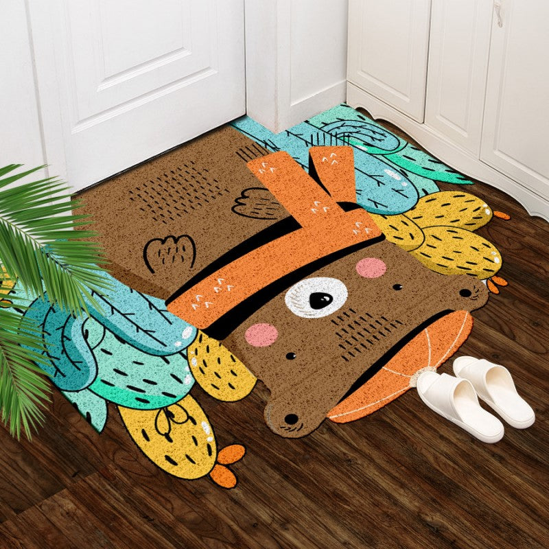 Brown Lovely Bear Entryway Bathroom Wear-resistant Dust-removing Anti-slip Doormat Rugs Cuttable