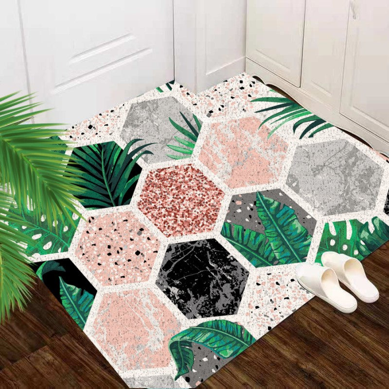 Pink Geometric Lovely Entryway Bathroom Wear-resistant Dust-removing Anti-slip Doormat Rugs Cuttable