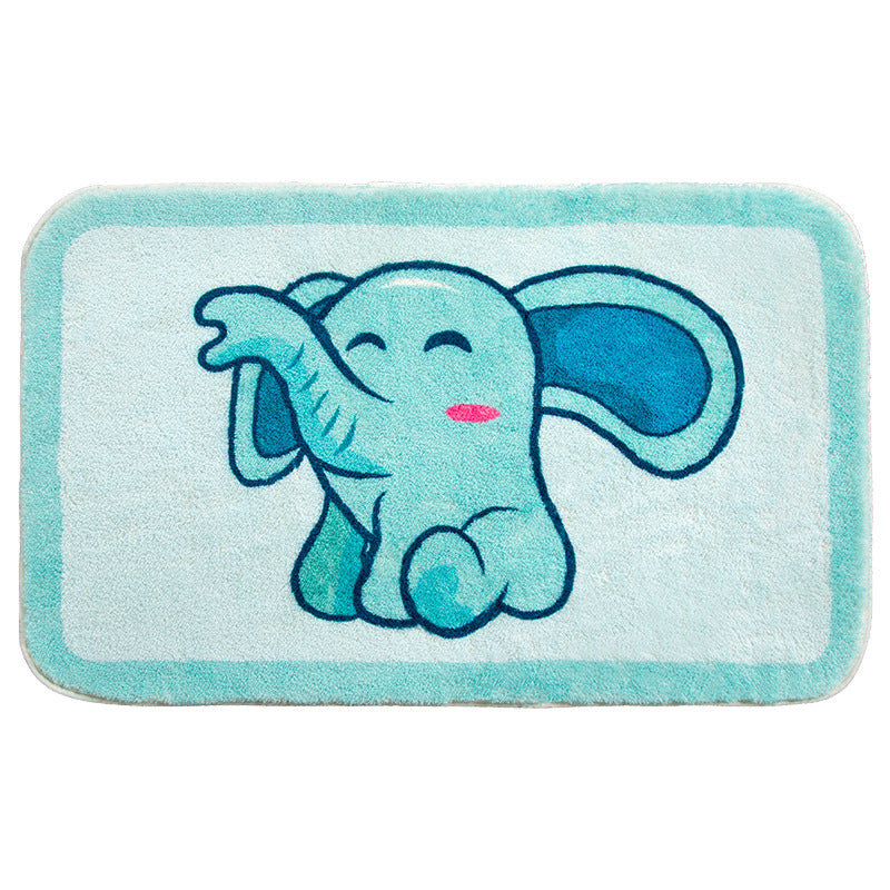 Cartoon Cute Blue Little Elephant Patterned Entryway Doormat Rugs Kitchen Bathroom Anti-skip Mats