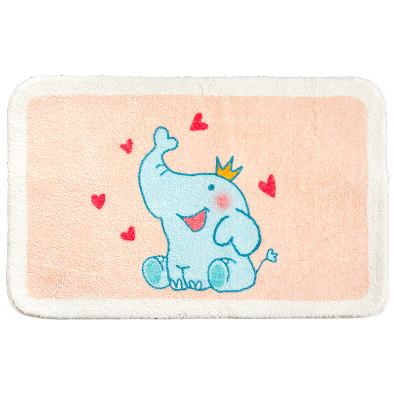 Orange Cartoon Cute Little Elephant Patterned Entryway Doormat Rugs Kitchen Bathroom Anti-skip Mats