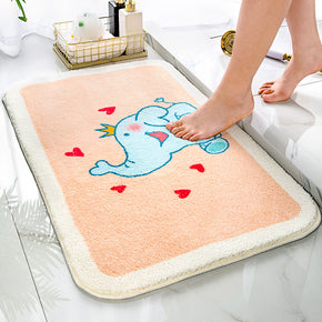 Orange Cartoon Cute Little Elephant Patterned Entryway Doormat Rugs Kitchen Bathroom Anti-skip Mats
