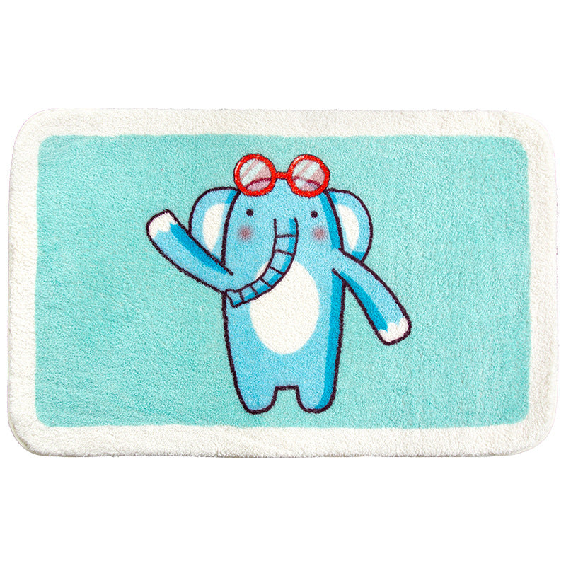 Blue Little Elephant Cartoon Cute Patterned Entryway Doormat Rugs Kitchen Bathroom Anti-skip Mats