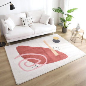 Red Simple Pattern Faux Cashmere Shaggy Comfy Modern Rugs For Living Room Bedroom Bedside Carpet