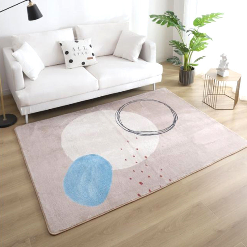 Pink Simple Circle Patterned Faux Cashmere Plush Comfy Modern Rugs For Living Room Bedroom Bedside Carpet