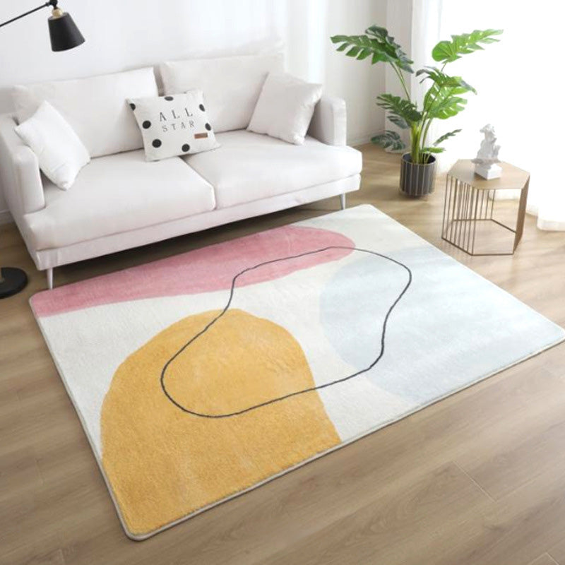 Multi Colour Block Simple  Pattern Faux Cashmere Shaggy Comfy Modern Rugs For Living Room Bedroom Bedside Carpet