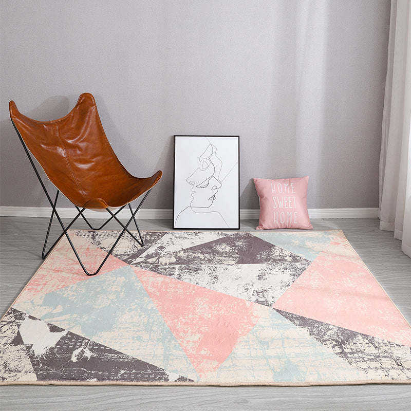 Triangle Pattern Faux Cashmere Shaggy Comfy Modern Geometric Rugs For Living Room Bedroom Bedside Carpet