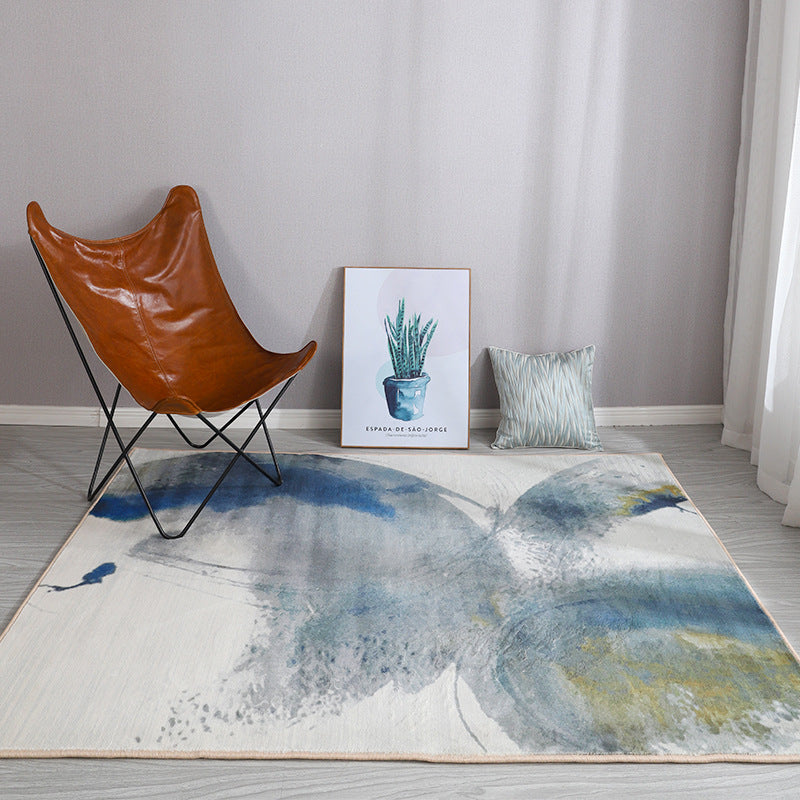 Abstract Watercolour Pattern Faux Cashmere Plush Comfy Modern Rugs For Living Room Bedroom Bedside Carpet