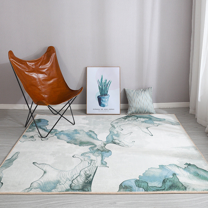 Green Abstract Watercolor Pattern Faux Cashmere Plush Comfy Modern Rugs For Living Room Bedroom Bedside Carpet