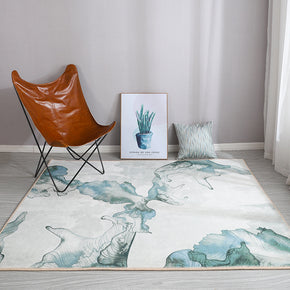 Green Abstract Watercolor Pattern Faux Cashmere Plush Comfy Modern Rugs For Living Room Bedroom Bedside Carpet