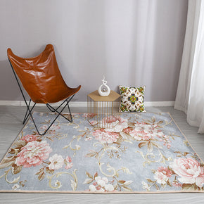Traditional Pink Printed Pattern Faux Cashmere Plush Comfy Modern Rugs For Living Room Bedroom Bedside Carpet