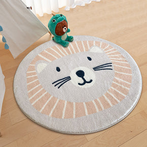 Cartoon Bear Patterned Round Imitation Cashmere Shaggy Soft Rugs For Living Room Bedroom Bedside Carpet