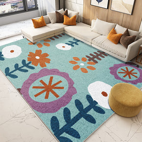 Floral Modern Shaggy Green Simplicity Patterned Soft Rugs For Living Room Bedroom Bedside Carpet