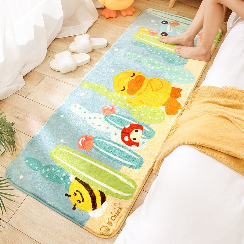 Little Yellow Duck Cartoon Patterned Plush Soft Girls Boys Bedroom Kids Room Bedside Carpet Rugs Runners 10