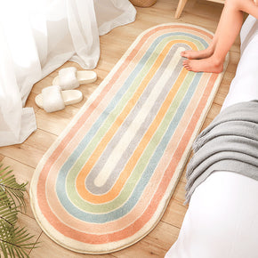 Rainbow Patterned Modern Simple Plush Soft Girls Boys Bedroom Kids Room Bedside Carpet Rugs Runners