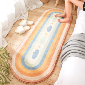 Rainbow And Clouds Patterned Modern Simple Plush Soft Girls Boys Bedroom Kids Room Bedside Carpet Rugs Runners